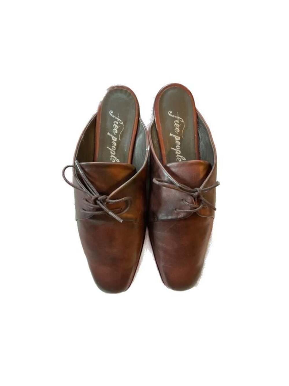 Free People Brown Leather Lace-Up Mule Shoes Size 41